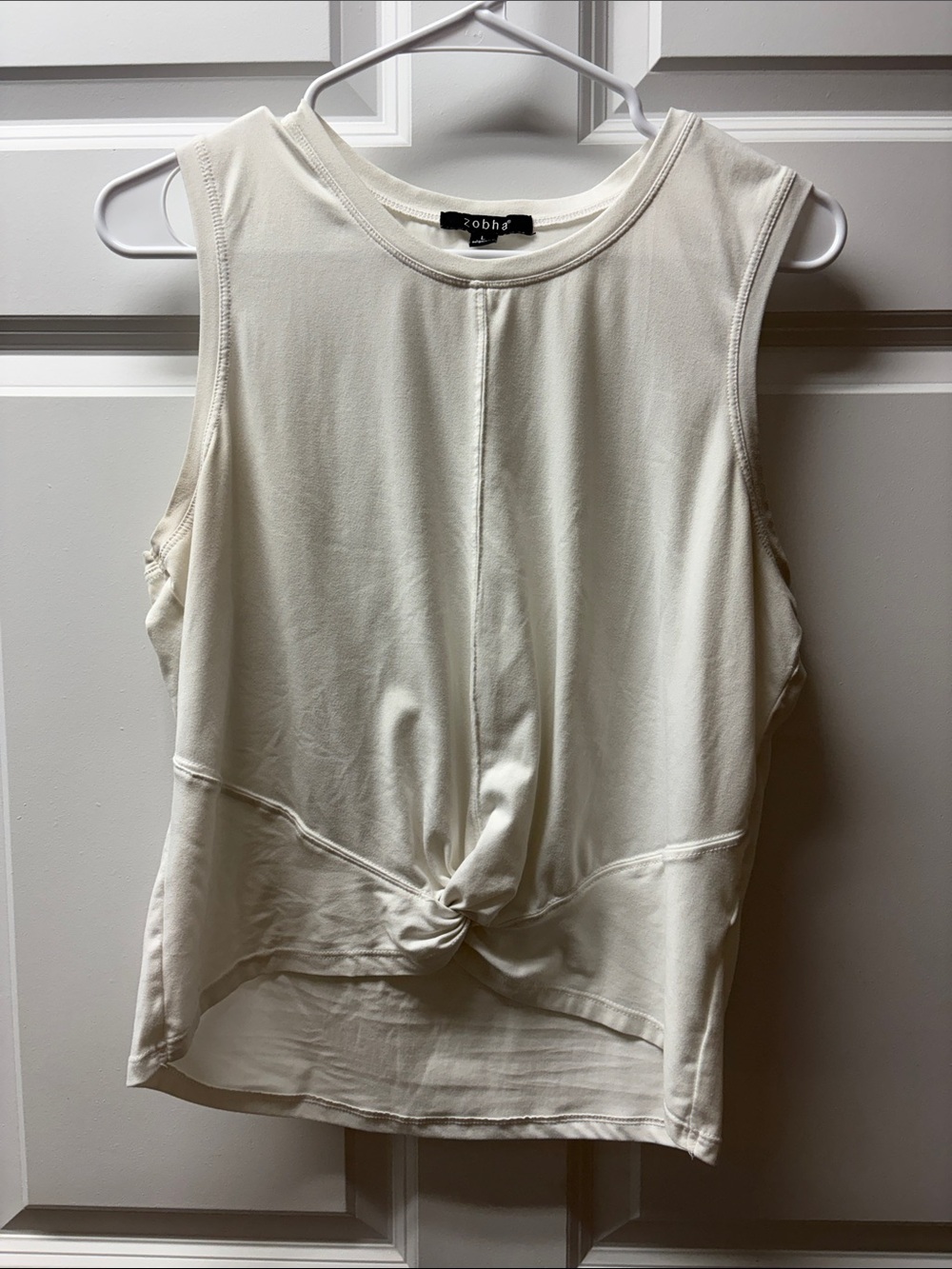 Zobha Women's Ivory Twist-Front Sleeveless Tank